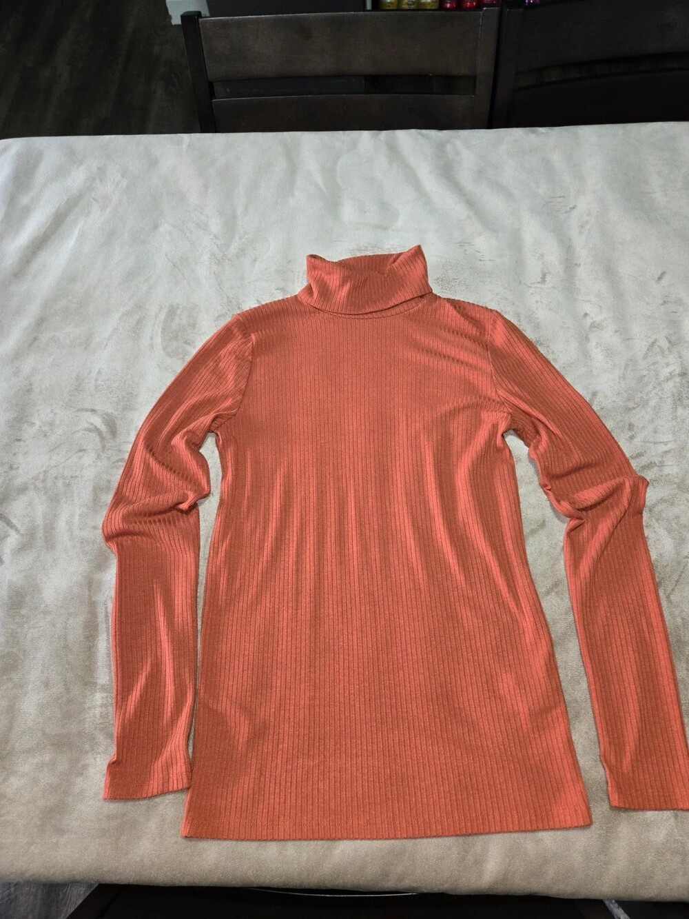 Madewell Ribbed Turtleneck Long Sleeve Top in Terracotta